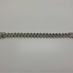 14k White Gold Plated Cuban Prong Link Bracelet 13mm 8” Premium Bracelet